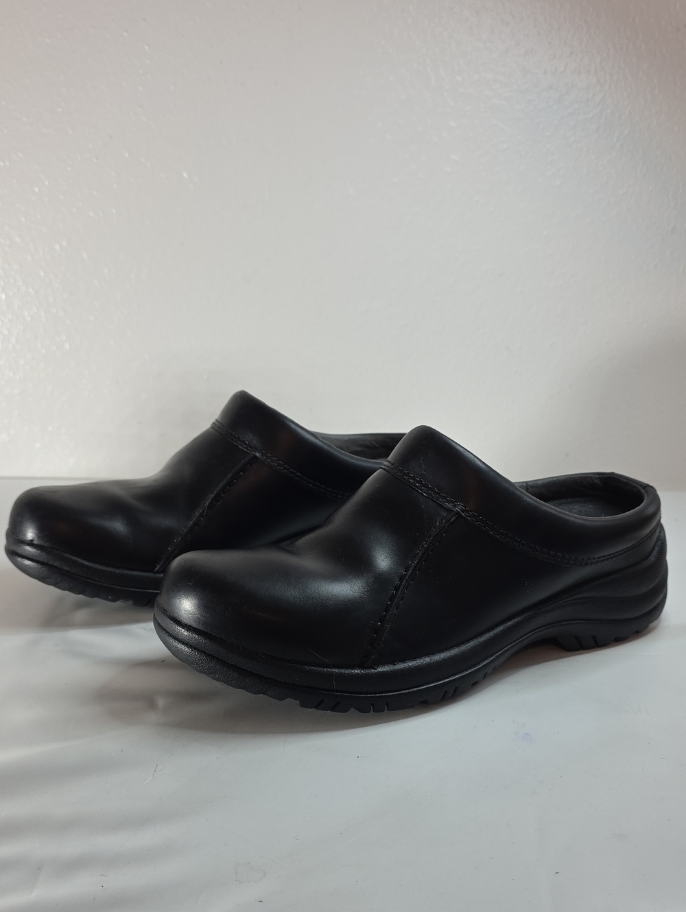 DANSKO WIL LEATHER BLACK SMOOTH SLIP-ON LOW BACK MULES CLOGS MENS SIZE 43 VGUC